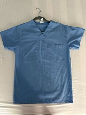 Women's V-Neck Short Sleeve Scrub Top in Blue